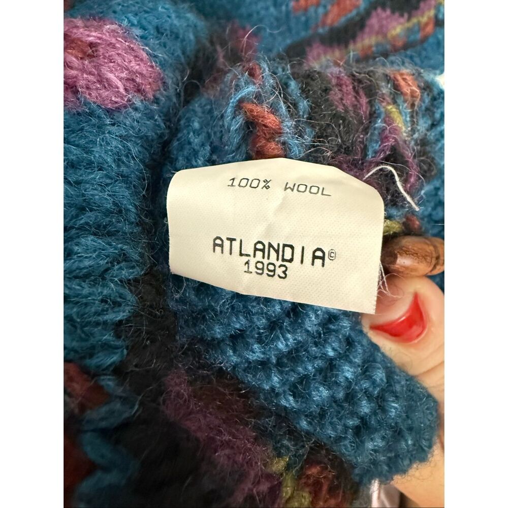 Newari 100% Wool Teal Southwestern Vest Vintage 1993 Handcrafted Chunky Boho Azt - Picture 3 of 4